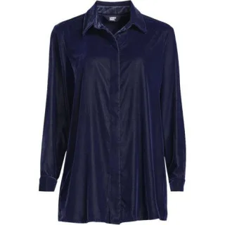 Samtbluse, Damen,  Blau, Polyester, by Lands' End