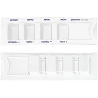 Ratiomed Pillendose Medikamentendispenser ratiomed WEIß mit Beschriftung (Stück, 1 St., Madikamentendispenser), Madikamentendisponser Medikamentenbox Tablettenbox