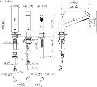 Dornbracht Wannen-3-Loch-Armatur f.Wannenrandmontage IMO 27412670 Schwarz matt, 27412670-33 27412670-33