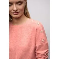 STREET ONE Strickpullover Knopfdetail an den Schultern und im Melange-Look