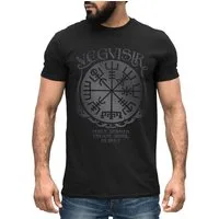 Neverless Print-Shirt Herren T-Shirt Vegvisir Runenkompass nordischer Kompass Wikinger mit Print
