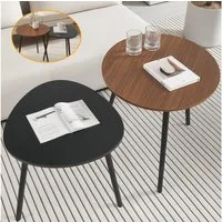 Simloveve Couchtisch 2er Set Beistelltisch Holz Satztisch Wohnzimmertisch Sofa Tisch (2er-Set), Tischkombination fürs Wohnzimmer, Balkon Modern Schwarz