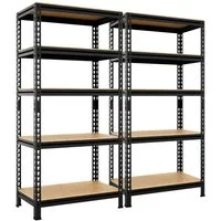 Yaheetech Standregal 70 cm L × 30 cm B × 150 cm H Schwerlastregal, 2-tlg., 2-er Kellerregal mit 5 Verstellbaren Ablagen