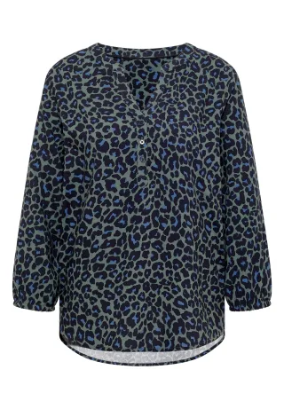 CECIL - 3/4-Arm Tunika mit Split Neck und Leo-Muster dried olive green - Gr. - XL