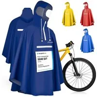 CYCLEHERO Regenponcho Fahrrad wasserdicht - Regencape Fahrrad mit Reflektoren & Sichtfenster (Fahrrad Regenbekleidung als Regenponcho Damen wasserdicht, Regenponcho Herren) - Regenschutz Fahrrad