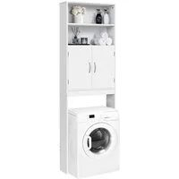 Yaheetech Badkommode Waschmaschienenumbauschrank 195 cm H, Aufbewahrungsschrank über Toilette, mit Verstellbarem Einlegeboden