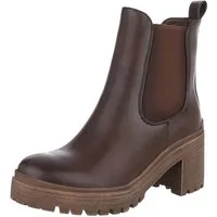 Ital-Design Kniehohe Damenstiefel mit Schnalle für Alltag und Freizeit Plateaustiefelette (90153122) Blockabsatz Stiefeletten in Braun