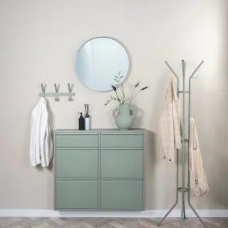 Spinder Design Garderobenständer "Jessy" Platzsparender Garderobenständer aus Stahl, 8 Haken & Schirmständer