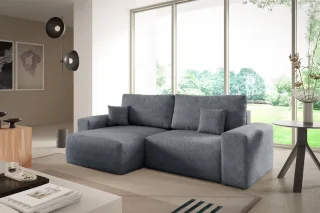 Ecksofa Schlafsofa Sofa ARONA XS in Stoff Centaur Dunkelgrau Ottomane Links