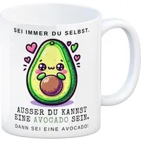 speecheese Tasse Avocado im Kawaii Stil Kaffeebecher mit Spruch Sei du selbst oder