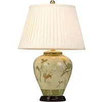Licht-Erlebnisse Nachttischlampe SINDRU, ohne Leuchtmittel, Nachttischleuchte 62 cm Weiß Messing Stoff Keramik E27 Klassisch