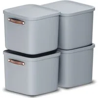 ROTHO Aufbewahrungsbox 4er-Set Kiste mit Deckel Maloja 40l (Aufbewahrungsset, 4er-Set)