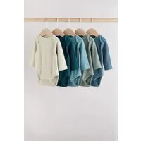 Next Langarmbody Langärmelige Strampelanzüge im 5er-Pack (5-tlg)