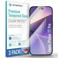 smartect Displayschutzglas Schutzglas Panzerfolie Klar für iPhone 17 Pro, Set, 3 Stück, Schutzfolie Glasschutz Bildschirm