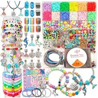 Diwzbyn Kreativset Perlen zum Auffädeln für Kinder und Erwachsene, Ostergeschenk, für DIY Armband Schmuckherstellung Kit mit Werkzeug mit Anhängern