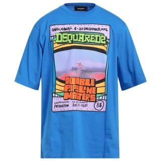 Dsquared2 Double Pipeline Masters Design Skater Fit Blaues T-Shirt