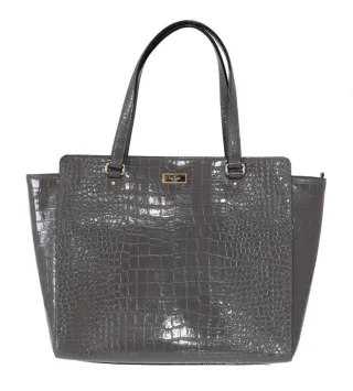 Kate Spade Graue Krokodil-Prägung Leder Elissa Bristol Drive Tote Handtasche