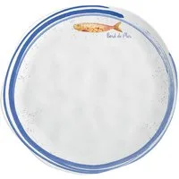 EasyLife Speiseteller Bord de Mer, Spülmaschinengeeignet, Weiß, Fische, H: 2cm
