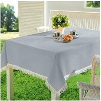 Emhelle Gartentischdecke Garten Balkon Terrasse Tischdecke Camping Picknick wetterfest (Packung 1-tlg, mit Fransen), PVC