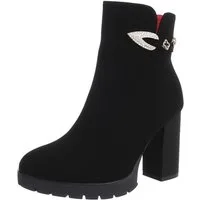 Ital-Design Damen Freizeit High-Heel-Stiefelette (87108575) Blockabsatz High-Heel Stiefeletten in Schwarz