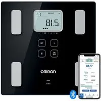 Omron Körper-Analyse-Waage VIVA misst Gewicht, Muskelmasse, Körper- & Viszeralfett, BMI & RMR, präzise Messung bis 180 kg, 4 Nutzer & Gastmodus, mit App
