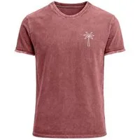 Neverless Print-Shirt Herren T-Shirt mit Palmen Logo – Vintage Waschoptik Kurzarmshirt aus mit Print