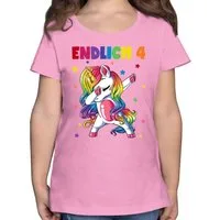 Shirtracer T-Shirt Endlich 4 Jahre - Vier Jahre Dabbing Einhorn 4. Geburtstag