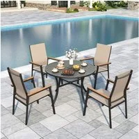 PHI VILLA Garten-Essgruppe, (Gartenmöbel Set Outdoor Balkon Esstisch)