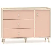 Lomadox Kommode MODICA-131, in sandbeige mit rosa, 120cm Breit, fühlbare Struktur, modern