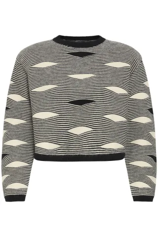ICHI - Pullover - Ihbawaves schwarz - Gr. - L