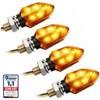 Binego Blinker 4x Motorrad LED Mini Blinker ECE E24 getönt, LED fest integriert, Gelb