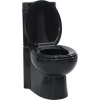 vidaXL Tiefspül-WC, Toilette für Ecke Keramik Schwarz