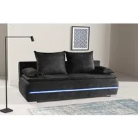 WERK2 Schlafsofa Tekla LED, Bettcouch Breite 206cm, Liegefläche 200/140cm, 2-Sitzer Schlafcouch mit Bettkasten & stylischer RGB-LED-Beleuchtung