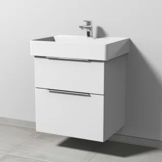 Sanipa 3way Waschtischunterbau zu Duravit Dura Square Waschtisch mit 2 Auszügen, Weiß-Soft UM42643