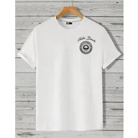 RMK T-Shirt Herren Shirt Basic Rundhals mit Bedruckung Palme Palm Beach aus Baumwolle