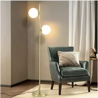 ZMH LED Stehlampe Gold 2-Flammmig Wohnzimmerlampe E27 Fassung Retro Schlafzimmer Flur, Einfache Installation, ohne Leuchtmittel, Warmweiß, 166cm Whonzimmerlampe