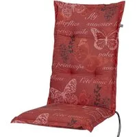 KETTtex Hochlehnerauflage Hochlehner Bali 2386 rot Schmetterlinge 120x49x8 cm KETTtex, (1 St), Halteband verstellbar mit Bindebändern