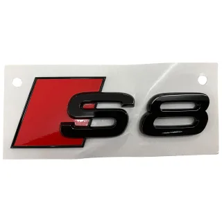Original Audi S8 A8 Black Edition Emblem Schriftzug Logo Emblem in Schwarz glänzend für das Heck / Hinten selbstklebend