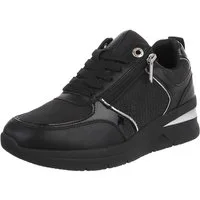 Ital-Design Modischer Sneaker mit Reißverschluss für Damen Sneaker (91261446) Keilabsatz/Wedge Sneakers Low in Schwarz