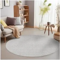 SIMPEX24 Teppich Unicolor, Rund, Höhe: 7 mm, Schlingenteppich Schlafzimmer Einfarbig Meliert Design