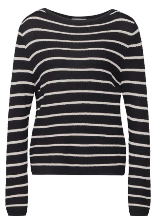 Street One - Gestreifter Cropped Pullover blau - Gr. - 40