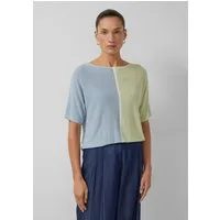 s.Oliver Kurzarmpullover Strickpullover Feinstrickpullover im Relaxed Fit mit Colour-Blocking