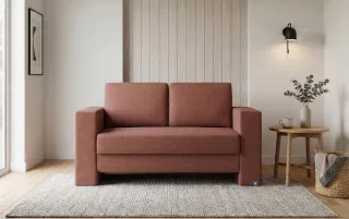 BRUNO Schlafsofa 120cm in Hazelnut Rot Braun | Kubus | stabiles Massivholz & Boxspringkomfort