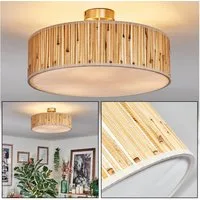 hofstein Deckenleuchte Deckenlampe aus Metall/Bambus/Stoff/Kunststoff in Naturfarben/Weiß, Deckenleuchte im modernen Boho-Design, Ø 40 cm, E27