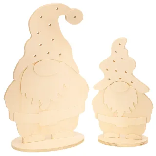 Wichtel-Set aus Holz, 31,5 & 41,5 cm, 2 Stück