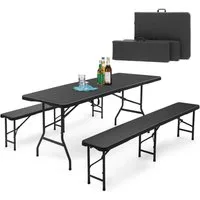 Sekey Bierzeltgarnitur Bierzeltgarnitur 180cm Campingtisch Partytisch Rattan-Optik