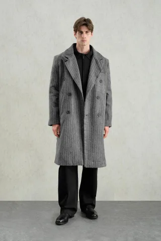 Texturierte Druckknopf gestreifte Jacke