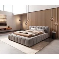 DELIFE Polsterbett Cutio, Mikrofaser Grau 140x200 cm