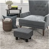 HOMCOM Fußhocker Sitzhocker Hocker mit Leinenoptik (Moderner Polsterhocker, 1 St., Ottomane für Schlafzimmer, Wohnzimmer), 40 x 30 x 24 cm, Dunkelgrau