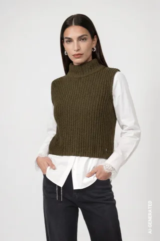 monari - Strickpullunder olive - Gr. - 38